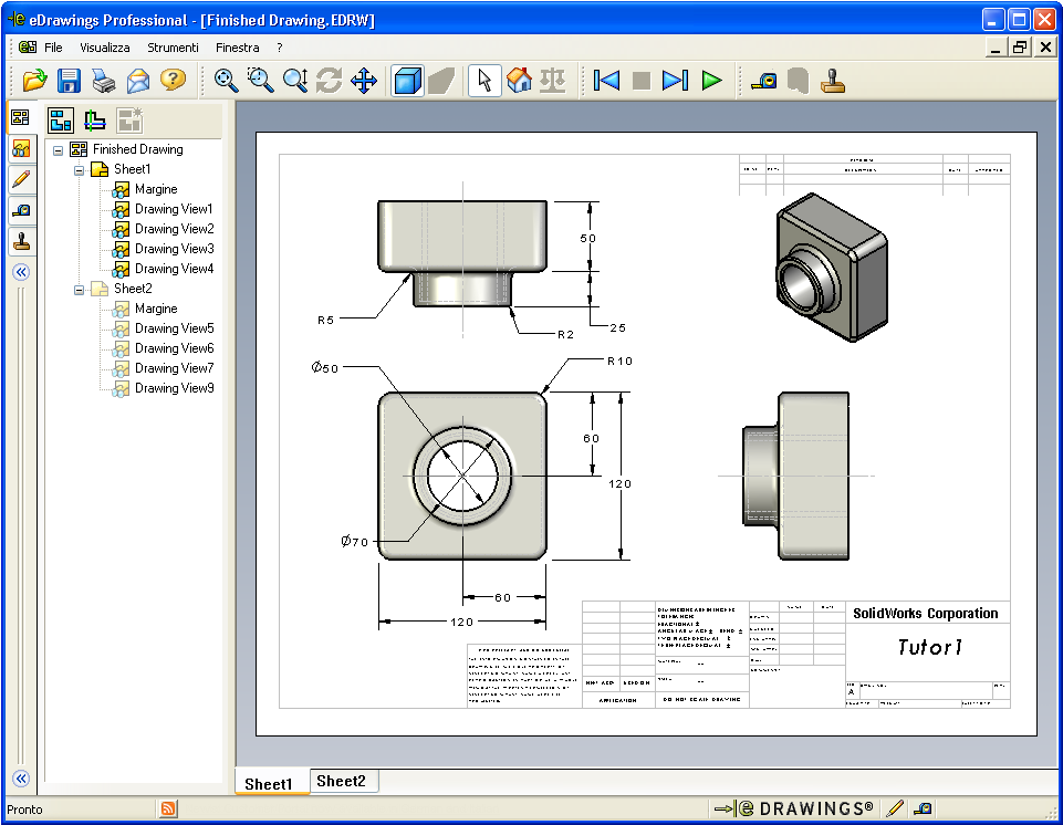 Lezione 7 Nozioni fondamentali su SolidWorks edrawings Discussione in classe File edrawings SolidWorks edrawings fornisce tutti gli strumenti necessari per creare, visualizzare e condividere modelli