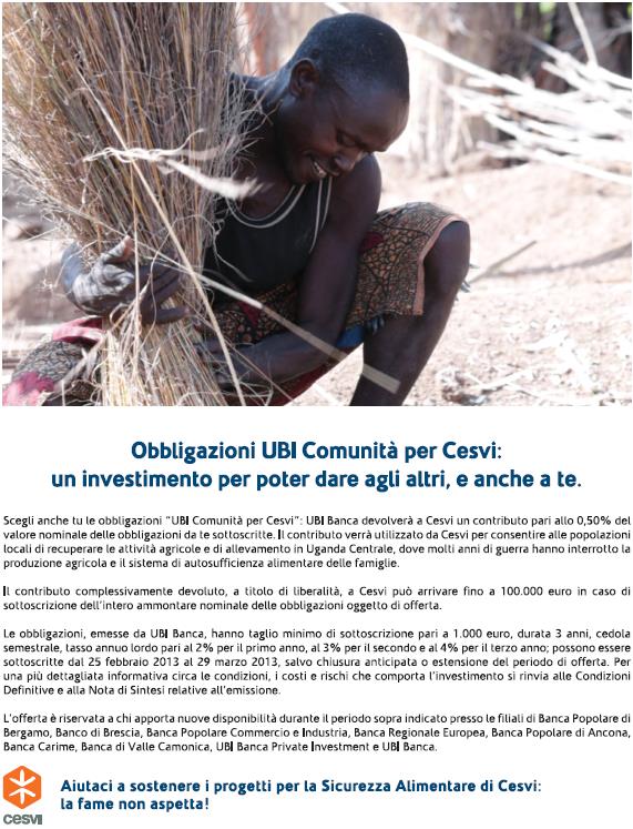 Focus: il Social bond UBI Comunità per Cesvi Fondazione Onlus 100.