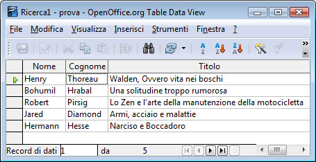 Oggetti di OOo Base (3) Query: visualizza una