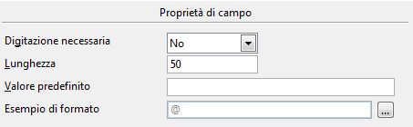 Proprietà dei campi Ogni campo possiede un insieme di caratteristiche dette proprietà Quando si seleziona un campo nella struttura della tabella