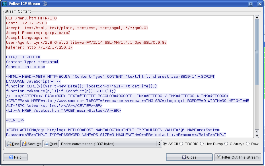 Funzione comoda di WireShark Una funzione molto comoda è quella chiamata Follow TCP stream.