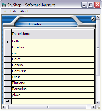 Fornitori: Dalla schermata principale del programma, fare click sul menu file, quindi scegliere Fornitori (File Fornitori). In alternativa, premere la combinazione di tasti CTRL + O.