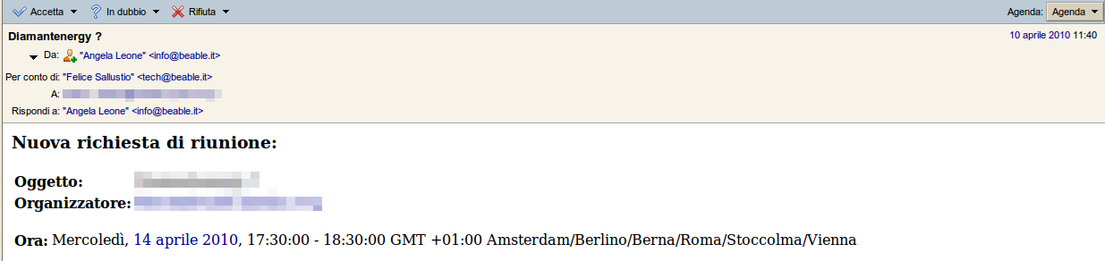 Inserire un contatto in un appuntamento Per inserire un contatto in un appuntamento: Selezionate un nome dalla rubrica e trascinatelo in una data del mini-calendario.