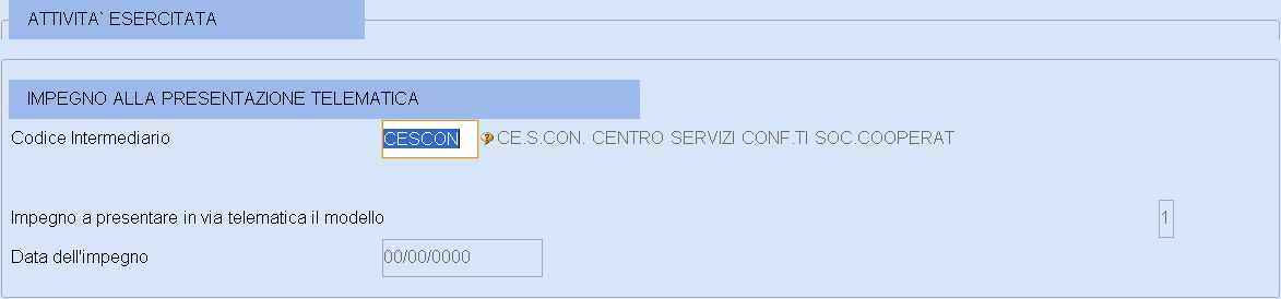 Funzione DG Dati Generali Eseguendo la funzione viene visualizzata la