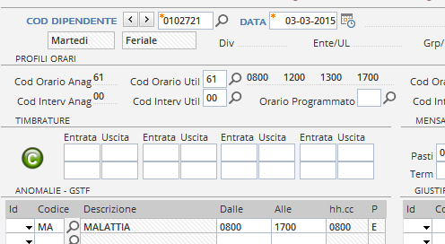 Esempio: Dati comuni Elaborazioni Assenze Inserimento evento Dopo aver eseguito la Chiusura dei giorni ( menù Elaborazioni Controllo e Chiusura funz.