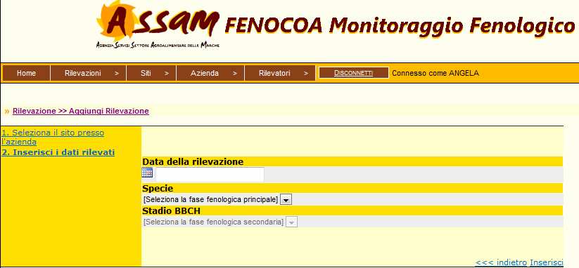 raccolti in una scheda cartacea ed archiviati in FENOCOA: