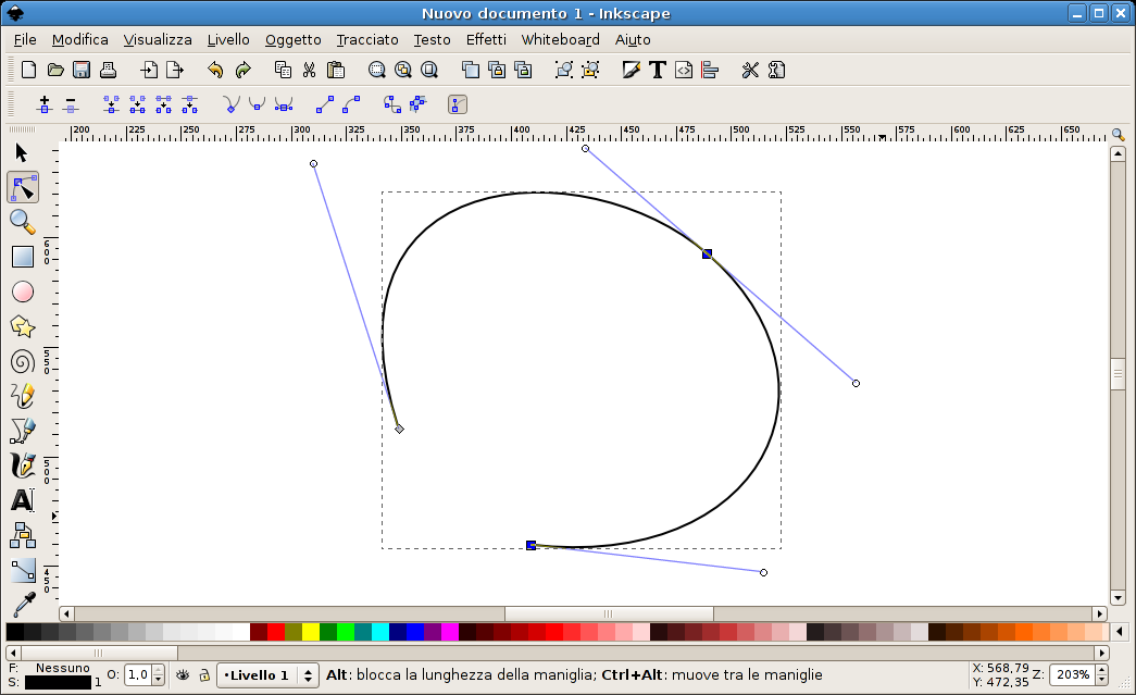 Le curve di Bezier cubiche Gli strumenti di editing di immagini vettoriali spesso supportano curve composte da segmenti, ciascuno dei quali è una Bezier