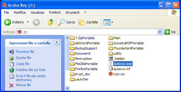 Se dopo aver inserito il dispositivo non si avvia la barra degli strumenti, sarà possibile avviarla manualmente lanciando il file autorun.