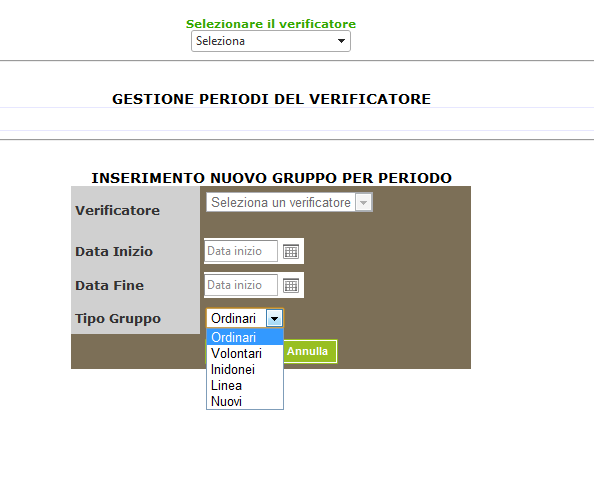 Periodi verificatori E possibile associare ai verificatori dei periodi, questi