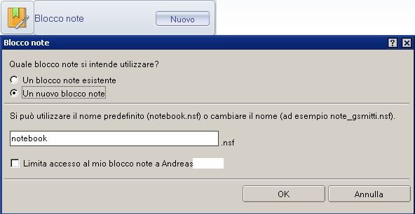 Giornale personale (Blocco note) Il giornale personale (o blocco note) e un'applicazione Lotus Notes che funge da blocco di appunti elettronico. Si apre dall'icona sulla Home.