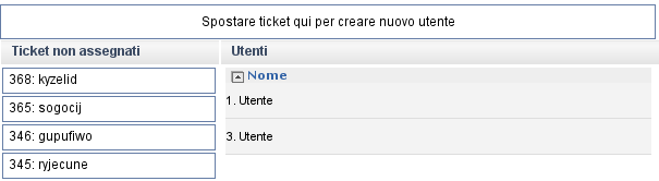 4.2. Come assegnare un ticket a un utente esistente Selezionando la voce del menù Pagina principale, potete visualizzare l elenco di tutti i ticket emessi che non sono ancora stati abbinati a un