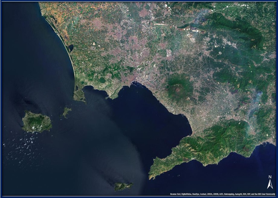 Campi Flegrei Vesuvio Ischia Allegato 1 - Immagine da satellite dell area napoletano-flegrea in cui indicati i tre complessi vulcanici