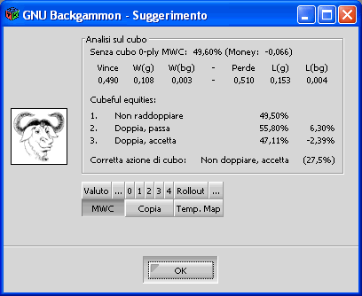 Se abbiamo aperto la finestra dei suggerimenti dopo aver effettuato la mossa, quella effettuata sarà indicata in rosso.