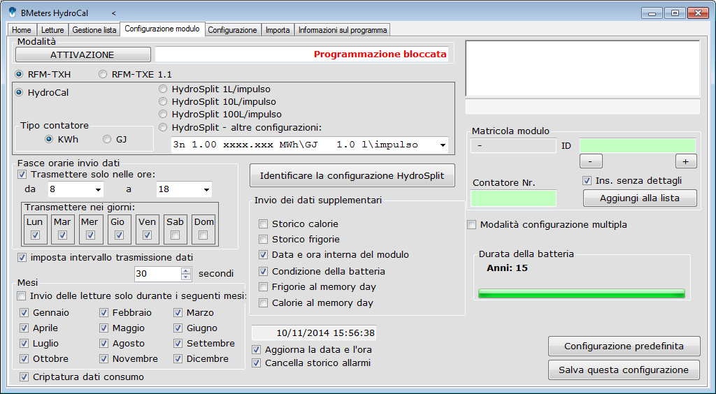 4.4Module Configuration Configurazione Modulo 4.4.1 RFM-TXH Configuration - Configurazione RFM-TXH The window is used to determine the radio modules functioning parameters.