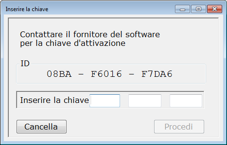 After having entered a correct activation key, press Proceed, and the Login Panel will pop up allowing the first registration as Administrator of the software (Admin Account).