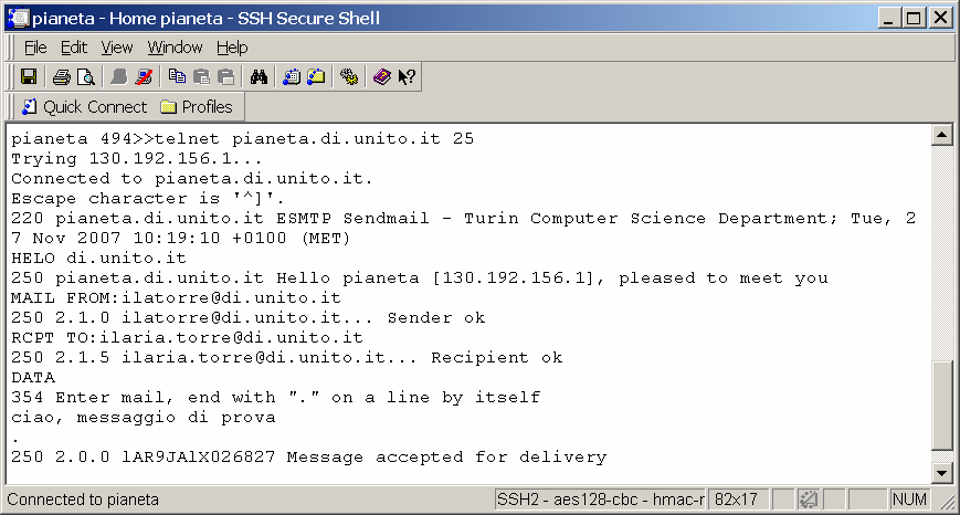 SMTP (Simple Mail Transfer Protocol) 19 SMTP (Simple Mail Transfer Protocol) Formato dei Messaggi: RFC 822 Dati testuali a 7