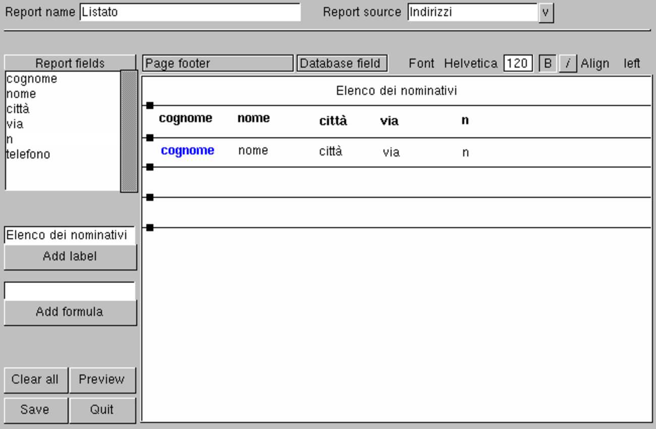 846 volume III Programmazione Figura 75.103. Scorrimento di una vista. PostgreSQL 847 Figura 75.105. Anteprima di stampa. 75.4.5 Stampe Con PgAccess è possibile definire anche delle stampe, nel senso di rapporti stampati contenenti il risultato di un interrogazione SQL.