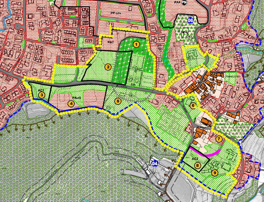 ERMES BARBA - MAURO SALVADORI Estratto dell elaborato grafico del Progetto di Piano con evidenziazione delle strategie attinenti al Piano dei Servizi Le azioni strategiche sopra elencate sono