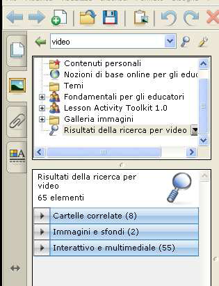 AGGIUNGERE CONTENUTI MULTIMEDIALI Si possono trovare contenuti Video e Adobe Flash nella Raccolta; aggiungere movimento alle lezioni o alle presentazioni renderà il risultato sicuramente più