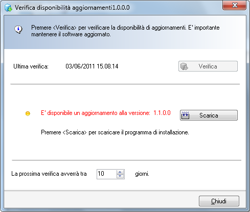 Questa finestra configura il formato del file di testo sul quale il programma esporta i risultati dei calcoli. 6.1.3. Verifica aggiornamenti Utilizzando il menu?