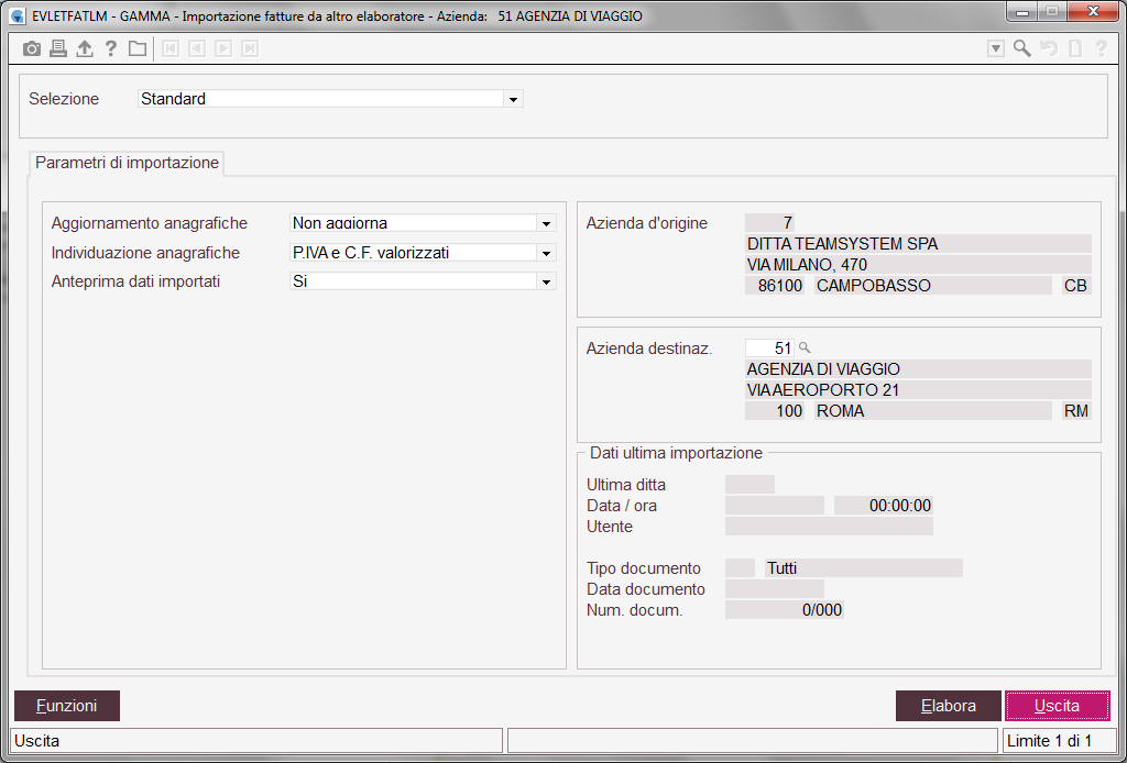 LETFAT Importazione fatture da altro sistema Il programma è stato interessato da una rivisitazione dal punto di vista non solo grafico ma anche funzionale con introduzione di alcune novità; le più