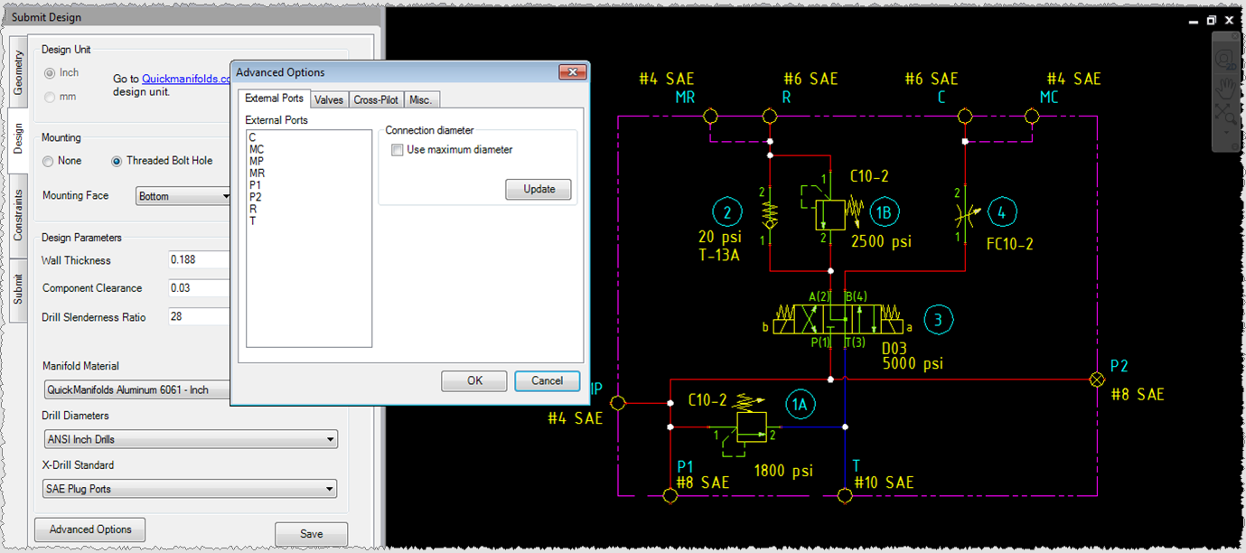 Sottoponete Submit HyDraw il circuito drawn circuit HyDraw design to QuickManifolds.com a MIGLIORATO Sottoponente il circuito disegnato con HyDraw a QuickManifolds.