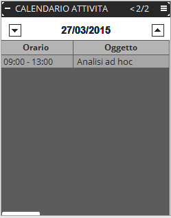 Calendario attività Nella seconda pagina del calendario, ordinate temporalmente, sono visibili le attività della