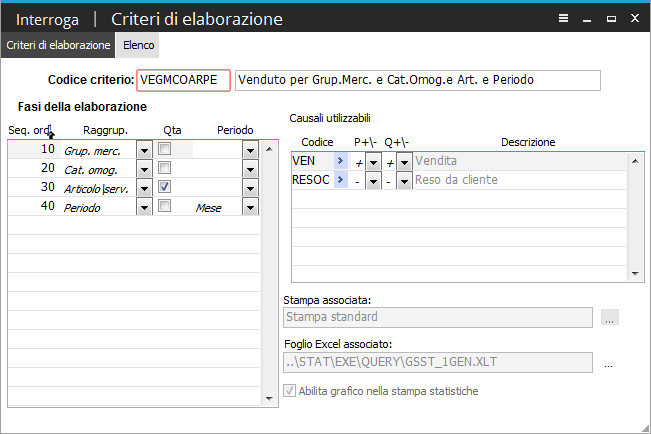 Statistiche Il modulo Statistiche rappresenta uno strumento per controllare e riepilogare in maniera personalizzabile le movimentazioni di magazzino effettuate manualmente o attraverso i documenti