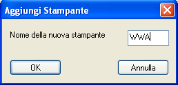 Digitare il nome della nuova stampante che si vuole aggiungere e confermare premendo Si oppure premere No per annullare 9.3.