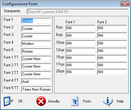 9.3.3.5 Configurazione Fonts Sezione dalla quale si possono configurare i Fonts da utilizzare.