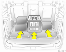 Oggetti e bagagli 79 Informazioni sul carico Gli oggetti pesanti nel vano di carico devono essere posizionati contro gli schienali dei sedili.