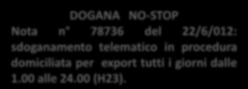 Num. dic. import Num. dic. export Quali sono i tempi di sdoganamento di dominio doganale?