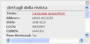 1. Ricerca per Titolo (2) Cliccando su verranno visualizzati i dettagli del periodico