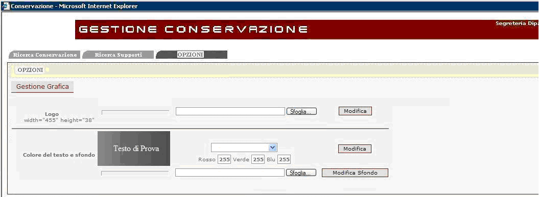 quale è possibile eseguire alcune impostazioni grafiche.