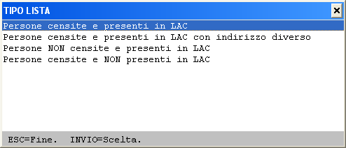 I parametri che è possibili indicare sono: Tipo lista record anomali: consente di includere/escludere i