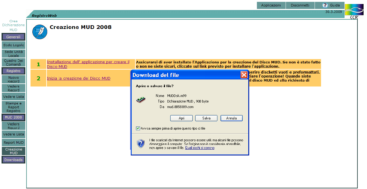 5 of 10 Si aprirà una maschera che vi mostrerà passo per passo l installazione. A questo punto l applicazione sarà installata nella vostra directory: C:\Programmi\CCR Italia\MUD Disk Tool 1.