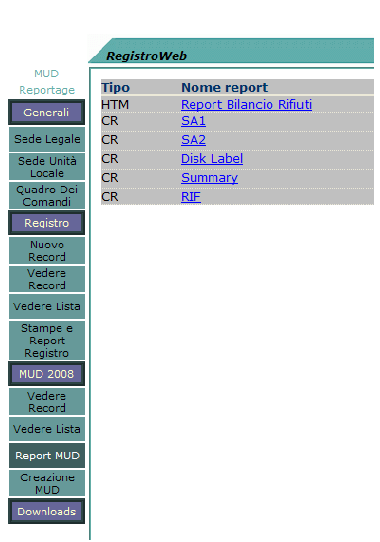7 of 10 Per stampare i moduli: cliccare sul pulsante Report MUD. Nella barra di navigazione a destra apparirà una finestra con alcune opzioni.