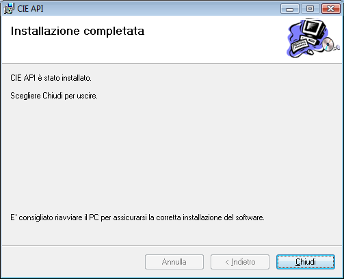 Figura 3-Proceso di installazione in corso Figura 4-Conferma fine installazione Premere il bottone CHIUDI per terminare il processo di installazione.