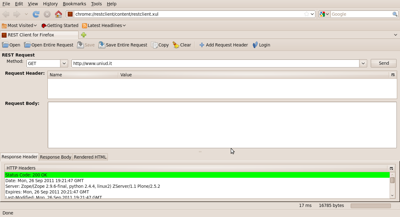 RestClient (Firefox add-on) Complementi di