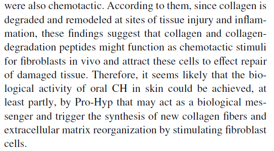 Alla chemo-attrazione segue la deposizione di nuovo collagene Peptidi derivanti da degradazione di collagene fungerebbero da stimolo chemotattico per i fibroblasti in vivo e li