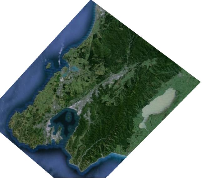 In yellow is represented the Wellington - Lower Hutt basin; superimposed are the coast line and the