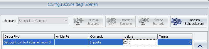 3. Con la tecnica del drag & drop trascinare dalla sezione INDIRIZZI/OGGETTI alla sezione della lista azioni l indirizzo associato al comando che si vuole inviare tramite lo scenario.