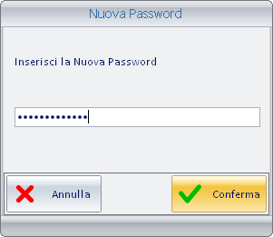 2. Digitare la vecchia password e premere il pulsante Conferma per proseguire con la procedura o premere il pulsante Annulla per interrompere la procedura di modifica della password.