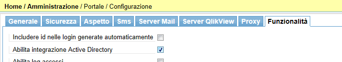 Per attivare la gestione e l integrazione Active Directory