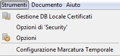 3.2.2 Il menu Strumenti Questo menu contiene alcune funzioni utili per la configurazione e la manutenzione dell applicazione: 3.2.2.1 Gestione DB Locale dei certificati DigitalSign Lite gestisce un