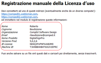 leggendoli dalla schermata di registrazione manuale: Per