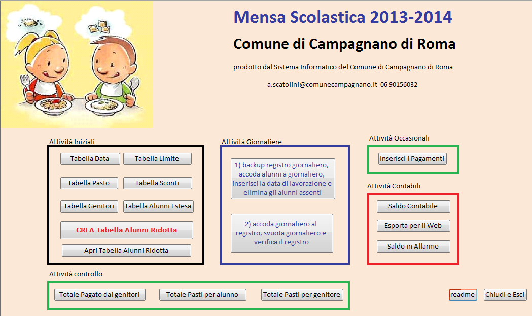 GMS - Gestionale Mensa Scolastica (MS Access) (Gestione contabile pasti tramite prepagato) Augusto Scatolini (webmaster@comunecampagnano.it) (a.scatolini@linux4campagnano.net) Miniguida n. 18