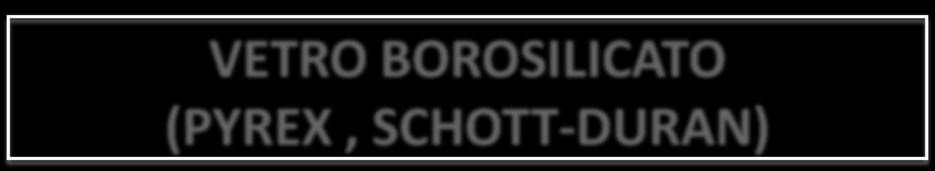 VETRO BOROSILICATO (PYREX, SCHOTT-DURAN) basso coefficiente di dilatazione e quindi particolarmente resistente agli shock termici (regge temperature fino