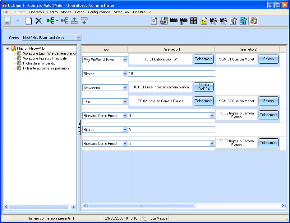 MACRO permette di definire, attraverso delle logiche di programmazione semplici ed intuitive, sequenze di azioni che possono essere costituite da più comandi verso dispositivi differenti (Macro).