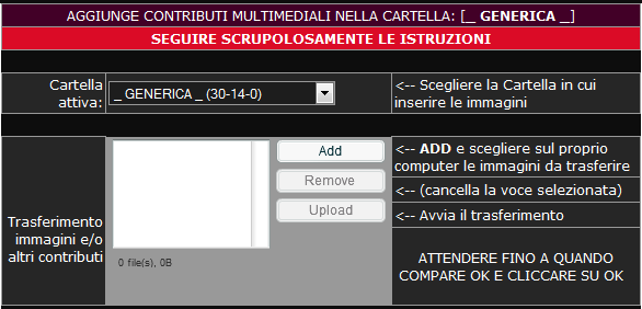 Pagina 6 Operazioni possibili Inserire una nuova immagine Prima di poter essere utilizzate, le fotografie e gli altri contributi multimediali, fra cui filmati e allegati PDF, devono essere copiati